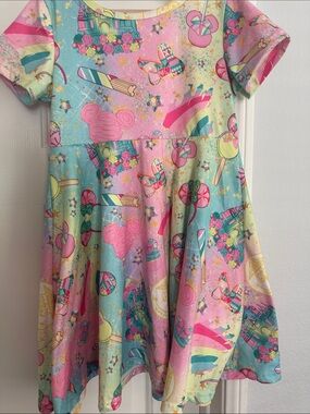 Disneyland Pastel Candy Print Twirl Girls Dress